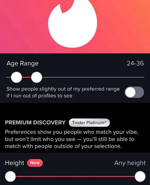 Längdfiltret i Tinder
