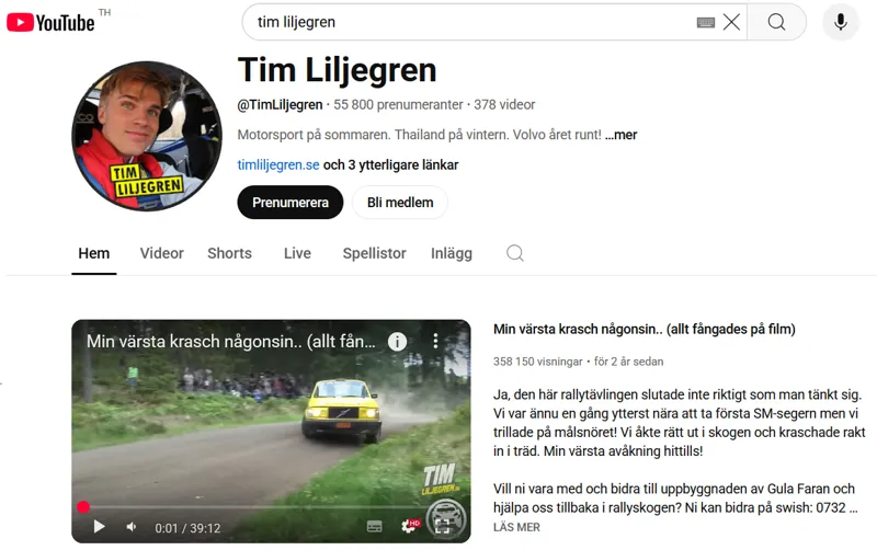 Tim Liljegrens YouTube-kanal