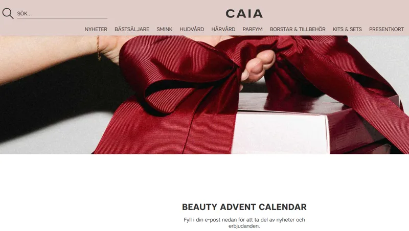 Sidan på CAIA som presenterar adventskalendern