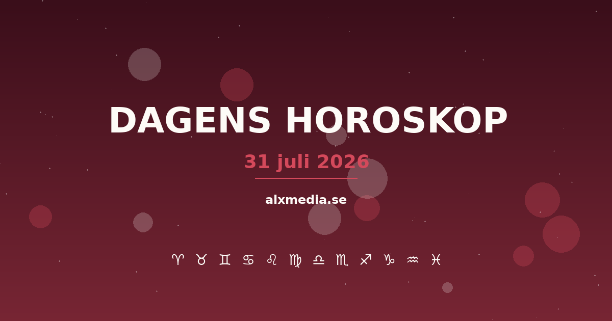 Dagens horoskop 31 juli 2026 – Alla stjärntecken